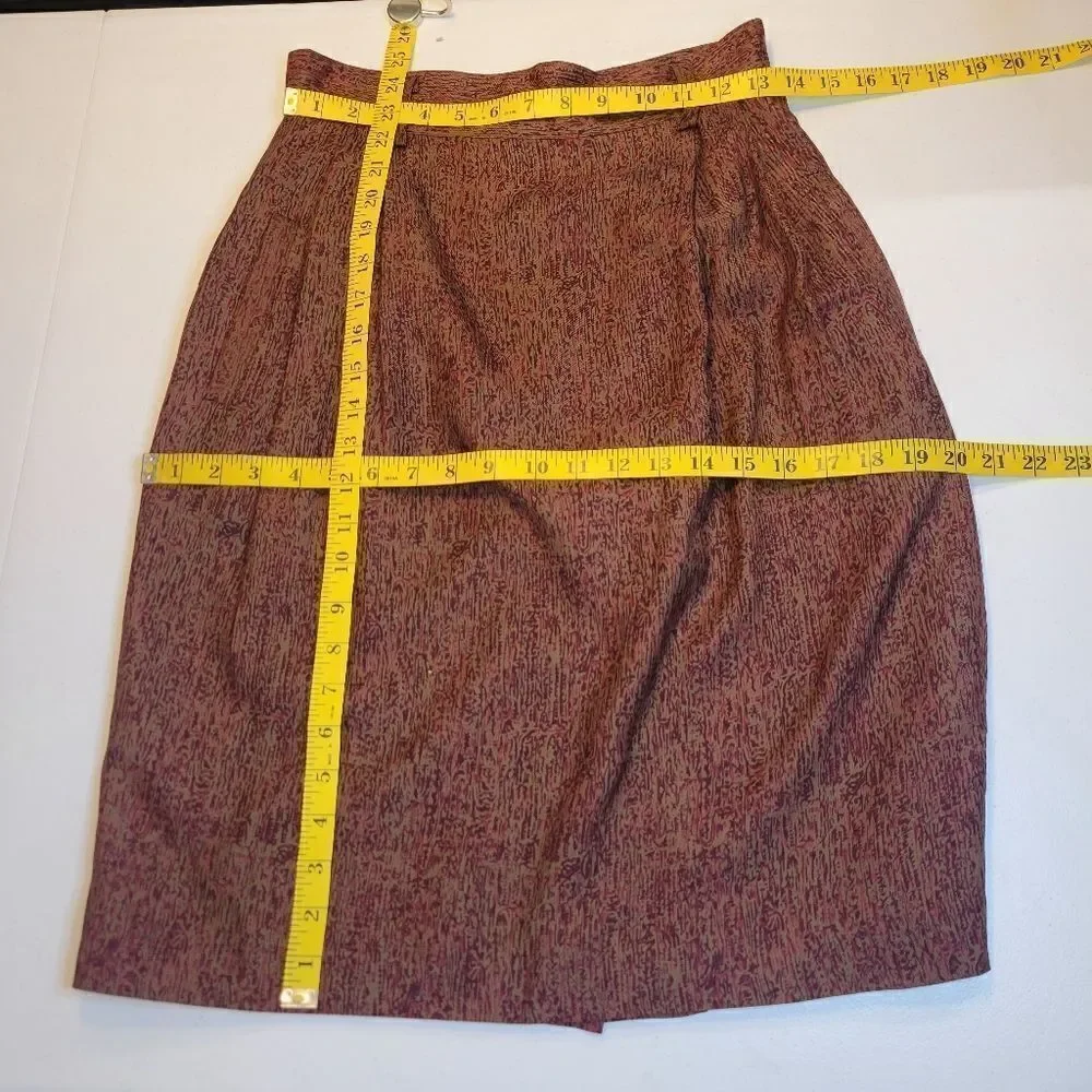 Ellen Tracy Vintage 90s Silk Midi Skirt with Belt Loops and Pockets Women's 10